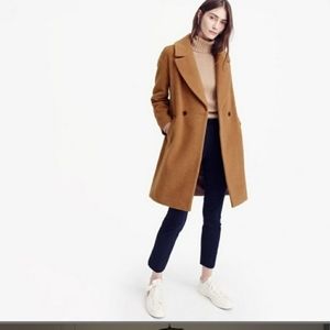 J. Crew Daphne Vibe Italian Wool Long Double Breasted Camel Top Coat